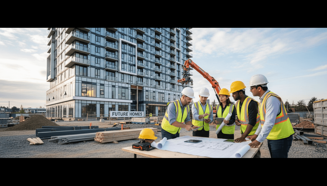 Professional construction team working on residential building project in Cluj-Napoca
