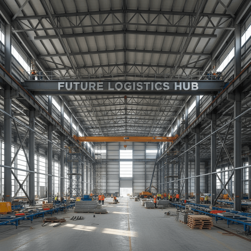 Industrial warehouse with modern structural design