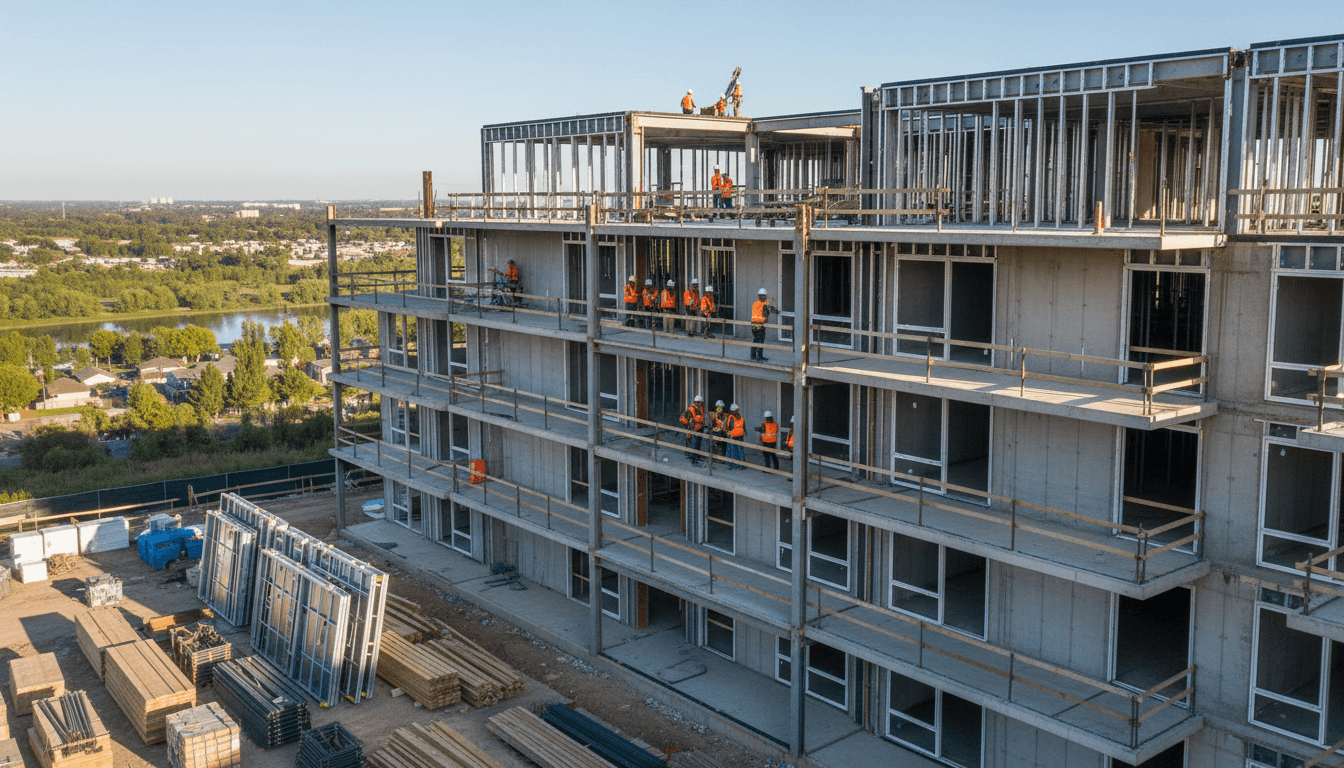 Construction project showcasing residential building completion by 12M Projects